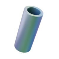 3d shape metallic pipe. Realistic geometric glossy gradient template design illustration. Minimalist mockup isolated transparent png