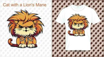 Cat with a Lion's Mane T-shirt vector