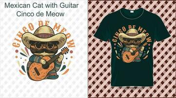 mexicano gato con guitarra cinco Delaware maullar cinco Delaware mayonesa camiseta vector