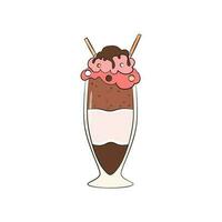 Milkshake vector illustration. Cartoon isolated glass cup with milk drink