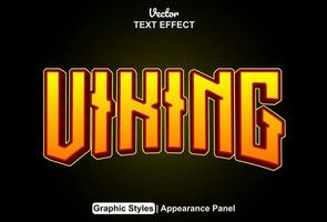 viking text effect with orange color graphic style and editable. vector