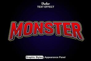 monster text effect with red graphic style and editable. vector