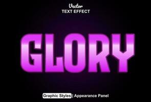 glory text effect with purple color graphic style and editable. vector