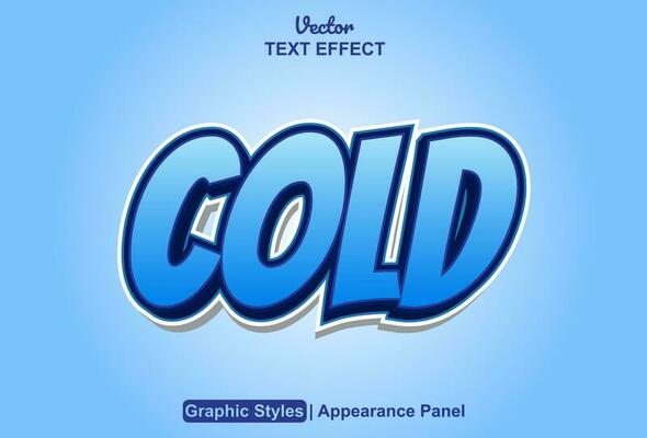 cold text effect with blue graphic style and editable.