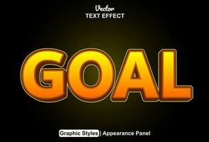 goal text effect with orange graphic style and editable vector