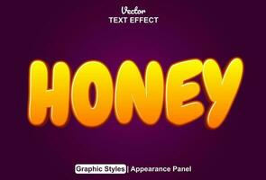 honey text effect with yellow color graphic style and editable. vector