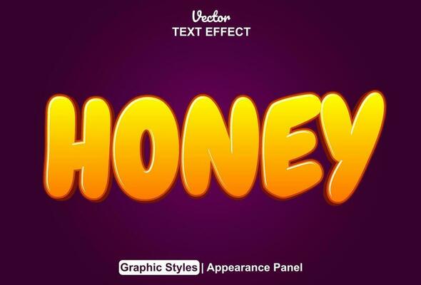 honey text effect with yellow color graphic style and editable.