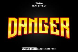 Danger text effect with yellow graphic style and editable. vector