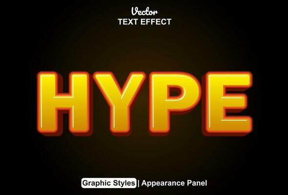 hype text effect with orange graphic style and editable.