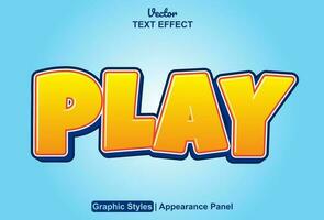 play text effect with orange color graphic style editable vector