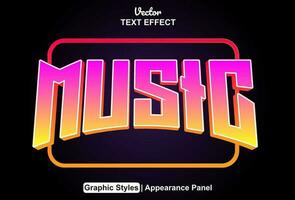 music text effect with purple graphic style and editable. vector