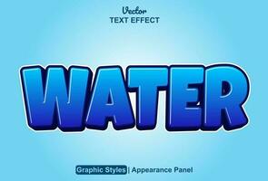 water text effect with blue color graphic style and editable. vector