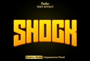 shock text effect with orange graphic style and editable. vector