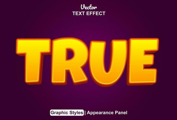 true text effect with orange color graphic style editable