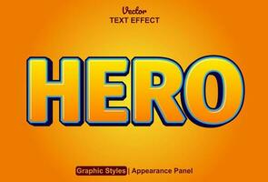 hero text effect with orange graphic style and editable. vector