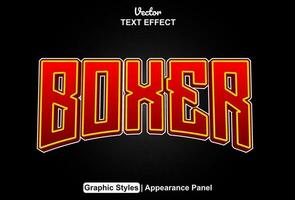 boxer text effect with red graphic style and editable. vector