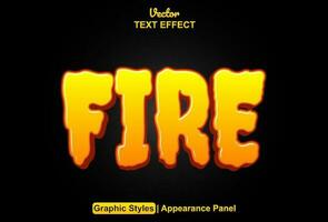 fire text effect with orange graphic style and editable. vector