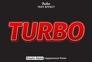 turbo text effect with red color graphic style and editable. vector
