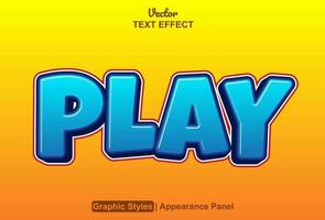 play text effect with blue color graphic style editable vector