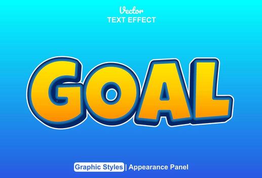 goal text effect with orange graphic style and editable vector