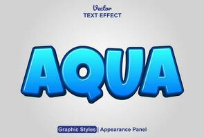 aqua text effect with blue color graphic style and editable. vector