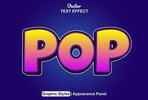 pop text effect with purple graphic style and editable. vector