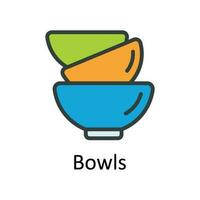 Bowls  Vector  Fill outline Icon Design illustration. Kitchen and home  Symbol on White background EPS 10 File