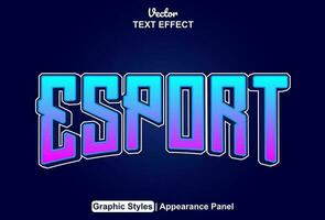 esport text effect with blue graphic style and editable. vector