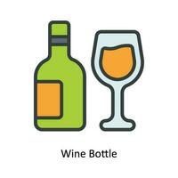 Wine Bottle Vector  Fill outline Icon Design illustration. Kitchen and home  Symbol on White background EPS 10 File