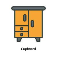 Cupboard Vector  Fill outline Icon Design illustration. Kitchen and home  Symbol on White background EPS 10 File