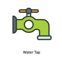 Water Tap  Vector  Fill outline Icon Design illustration. Kitchen and home  Symbol on White background EPS 10 File