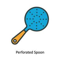 Perforated Spoon Vector  Fill outline Icon Design illustration. Kitchen and home  Symbol on White background EPS 10 File