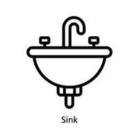 lavabo vector contorno icono diseño ilustración. cocina y hogar símbolo en blanco antecedentes eps 10 archivo