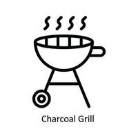 carbón parrilla vector contorno icono diseño ilustración. cocina y hogar símbolo en blanco antecedentes eps 10 archivo