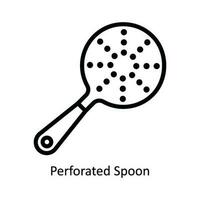 Perforated Spoon Vector   outline Icon Design illustration. Kitchen and home  Symbol on White background EPS 10 File
