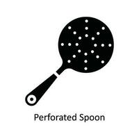 Perforated Spoon Vector   solid Icon Design illustration. Kitchen and home  Symbol on White background EPS 10 File