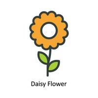 Daisy Flower  Vector Fill outline Icon Design illustration. Nature and ecology Symbol on White background EPS 10 File