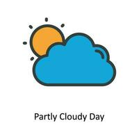 Partly Cloudy Day Vector Fill outline Icon Design illustration. Nature and ecology Symbol on White background EPS 10 File