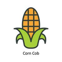 Corn Cob Vector Fill outline Icon Design illustration. Nature and ecology Symbol on White background EPS 10 File