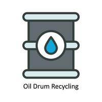 Oil Drum Recycling  Vector Fill outline Icon Design illustration. Nature and ecology Symbol on White background EPS 10 File