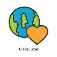 Global Love  Vector Fill outline Icon Design illustration. Nature and ecology Symbol on White background EPS 10 File