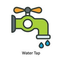 Water Tap  Vector Fill outline Icon Design illustration. Nature and ecology Symbol on White background EPS 10 File