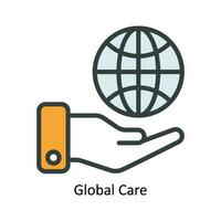 Global Care Vector Fill outline Icon Design illustration. Nature and ecology Symbol on White background EPS 10 File
