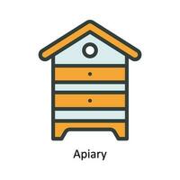 Apiary Vector Fill outline Icon Design illustration. Nature and ecology Symbol on White background EPS 10 File