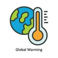 Global Warming Vector Fill outline Icon Design illustration. Nature and ecology Symbol on White background EPS 10 File