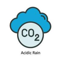 Acidic Rain Vector Fill outline Icon Design illustration. Nature and ecology Symbol on White background EPS 10 File