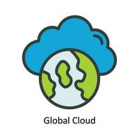 Global Cloud Vector Fill outline Icon Design illustration. Nature and ecology Symbol on White background EPS 10 File