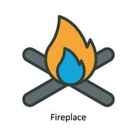 Fireplace  Vector Fill outline Icon Design illustration. Nature and ecology Symbol on White background EPS 10 File