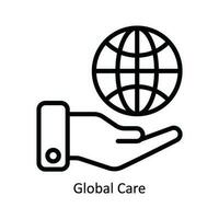 Global Care Vector  outline Icon Design illustration. Nature and ecology Symbol on White background EPS 10 File