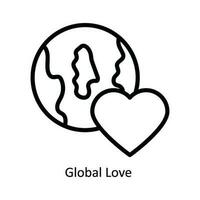 Global Love  Vector  outline Icon Design illustration. Nature and ecology Symbol on White background EPS 10 File